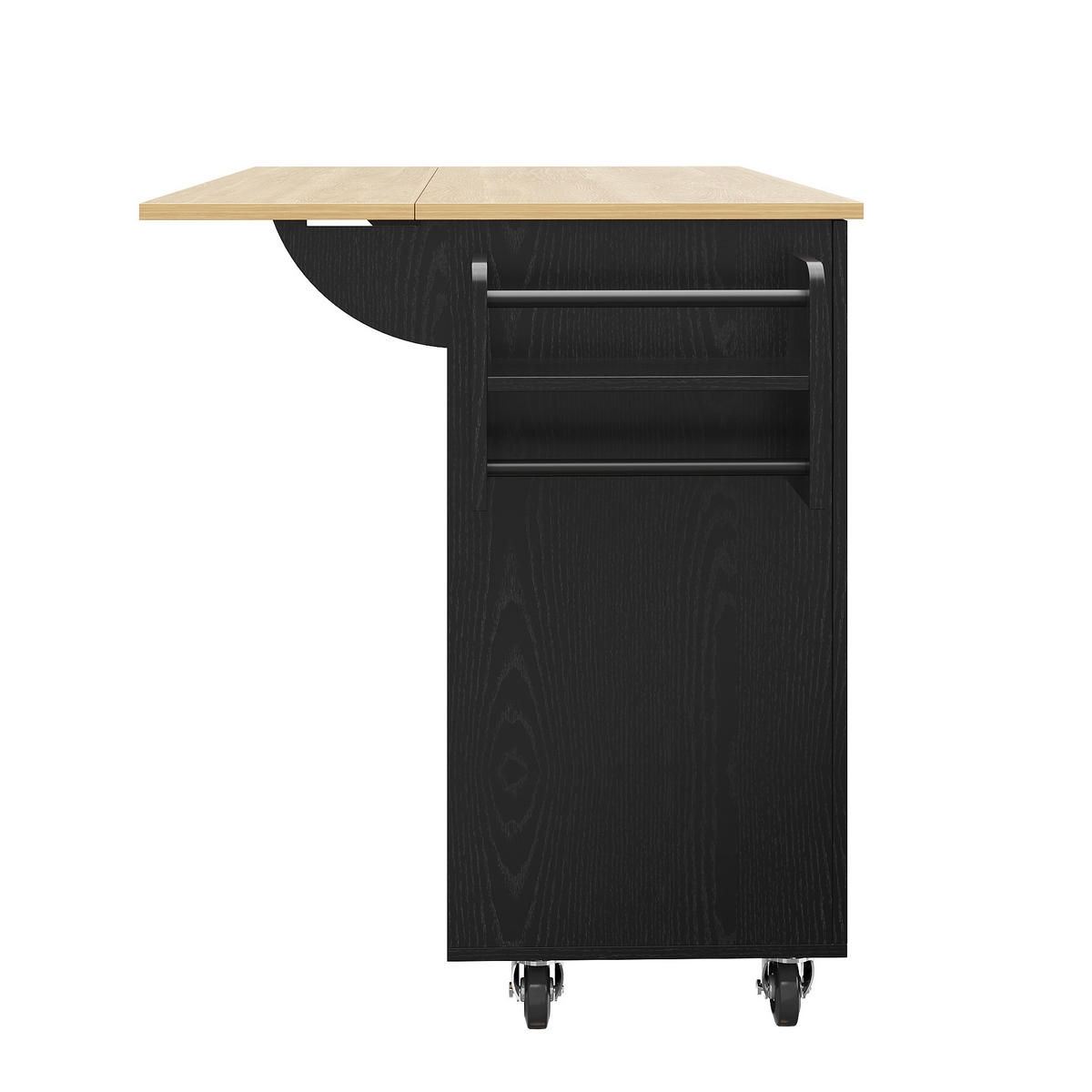 KÜCHENINSEL Küchenwagen Rollen Stauraum Schwarz - Schwarz, Metall (135/86.6/46cm) - FLIEKS