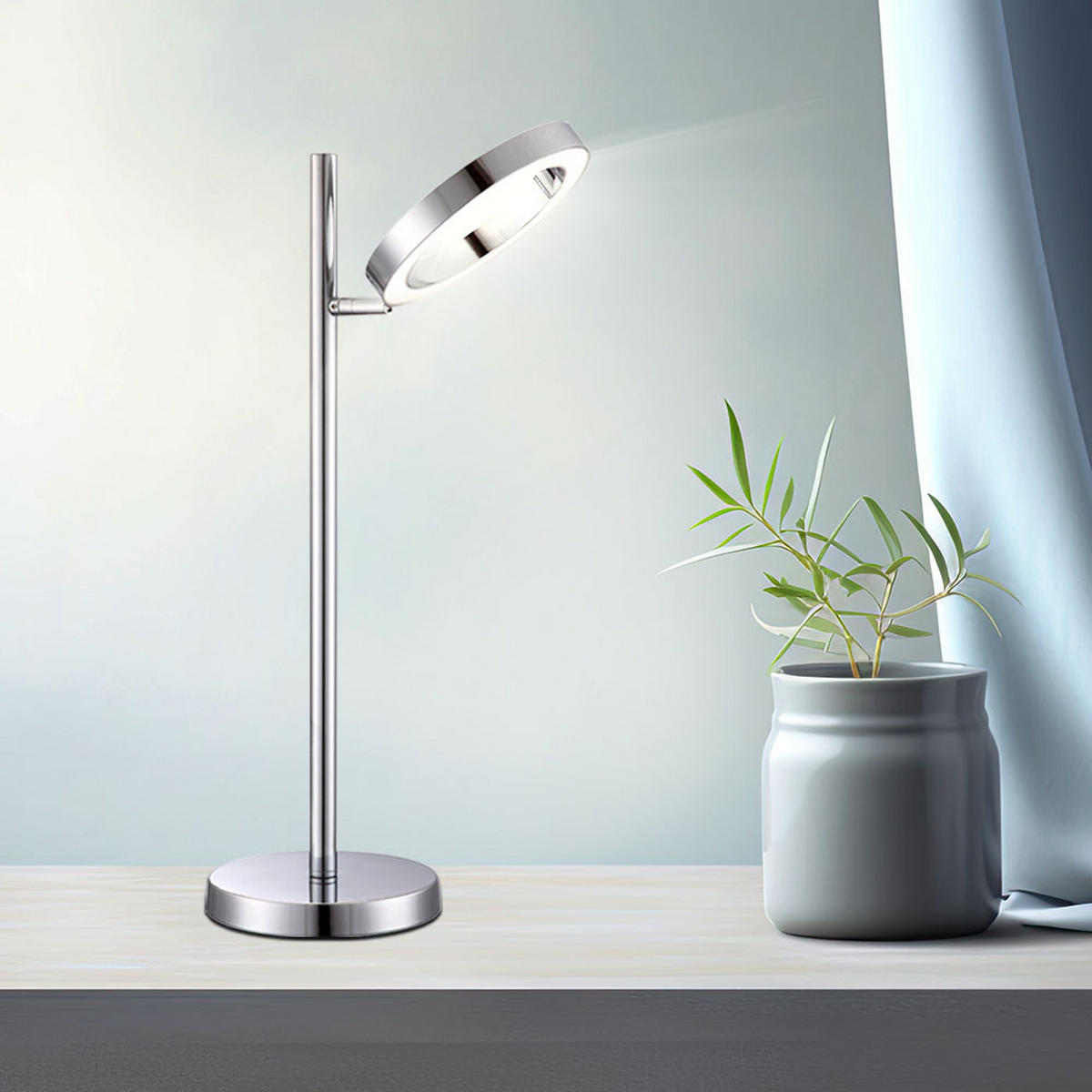 LED TISCHLEUCHTE ORELL Chrom Silber - Silberfarben, Metall (27/16/52cm) - Globo Lighting