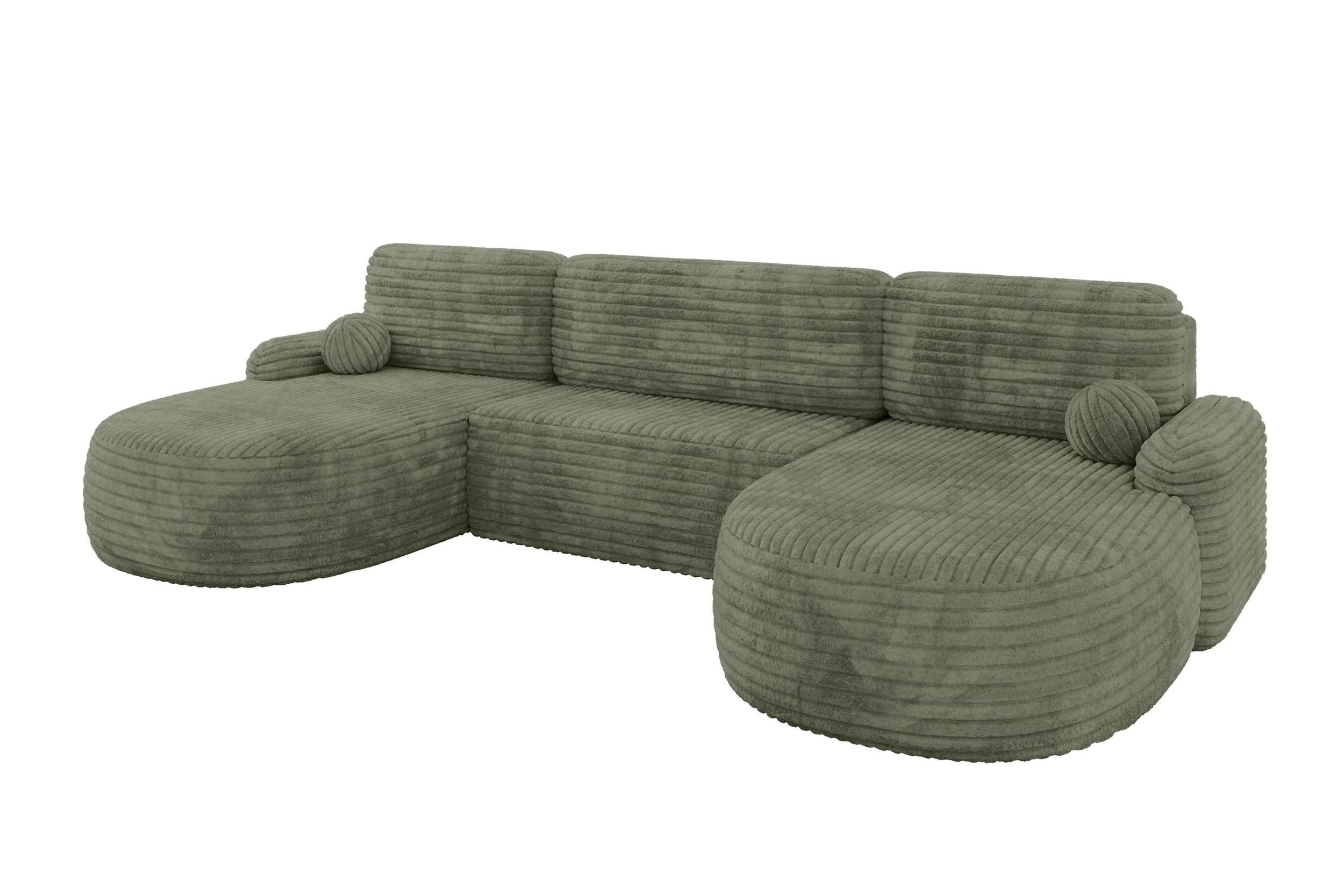 WOHNLANDSCHAFT mit Schlaffunktion und Bettkasten LIRA-U - 335x172x89 Olive - Olivgrün, Holzwerkstoff/Textil (335/89/172cm) - ALTDECOR