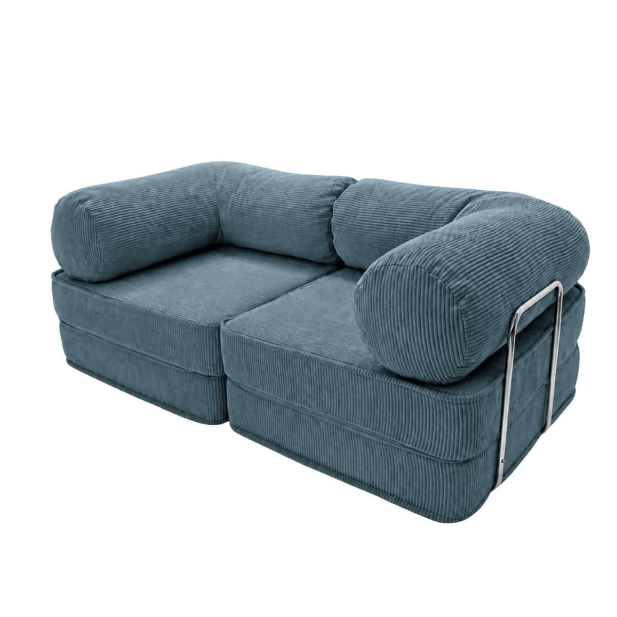 SOFA SURB Duo 100 Schlafsofa 2-Sitzer Tuerkis 200/100 cm - Türkis/Chromfarben, Textil/Metall (200/70/100cm) - SURB