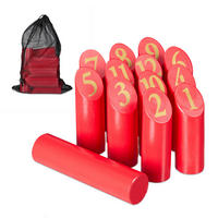 KUBB-WIKINGERSPIEL - Rot, Holz/Textil (5/20/5cm) - Relaxdays
