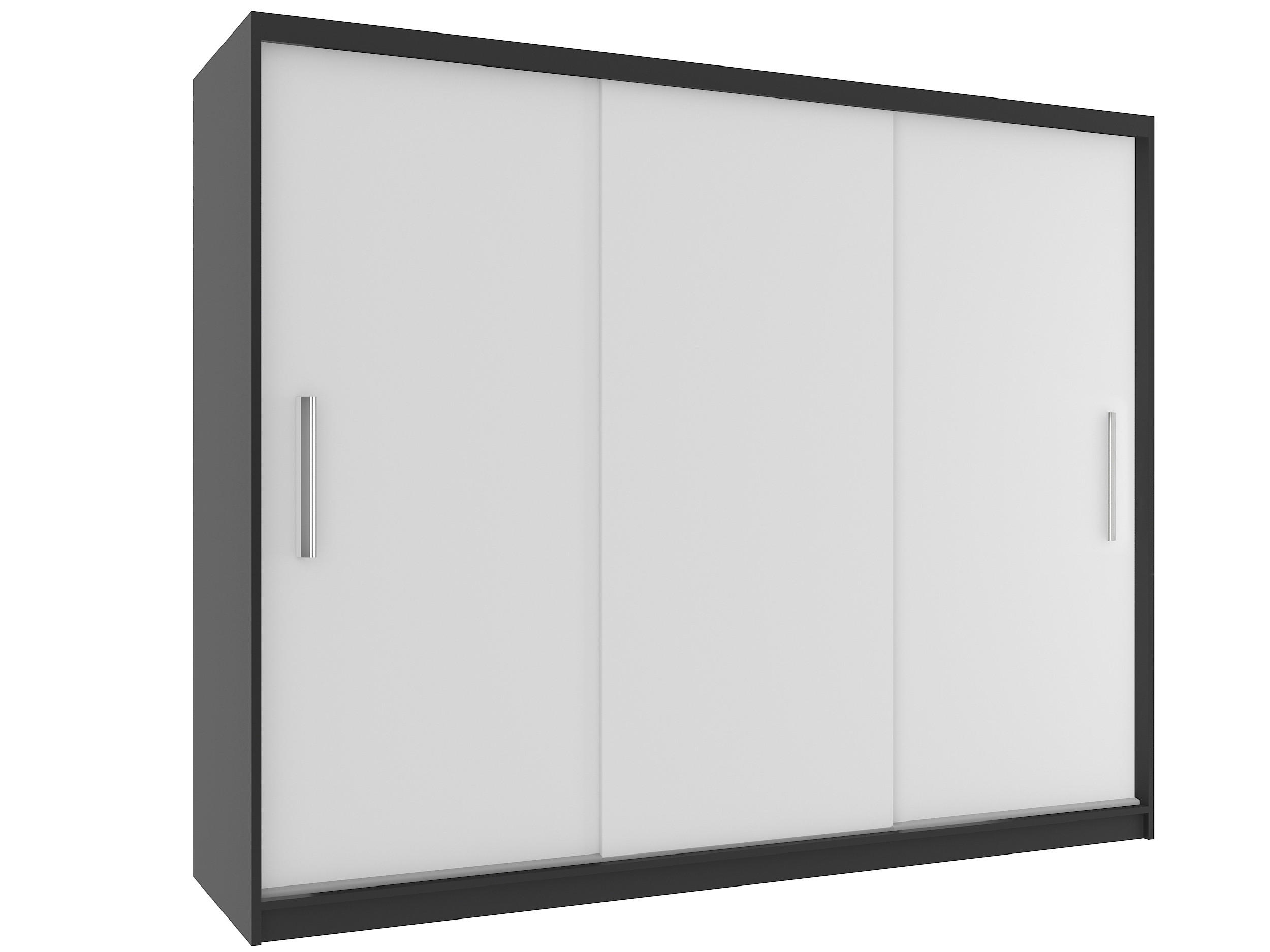 BELINI Verona – posuvné skrine, výška 232 cm, čierno-biela matná farba – šatník s vešiakom, vhodný do spálne - biela, drevo (232/216/60cm) - B BELINI GROUP