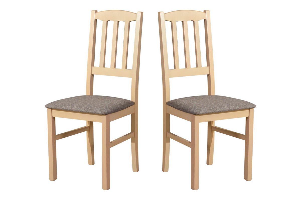 STUHL 2er Set BOS 3, sonoma - Hellbraun/Sonoma Eiche, Holz (43/94/40cm) - Leaf Design