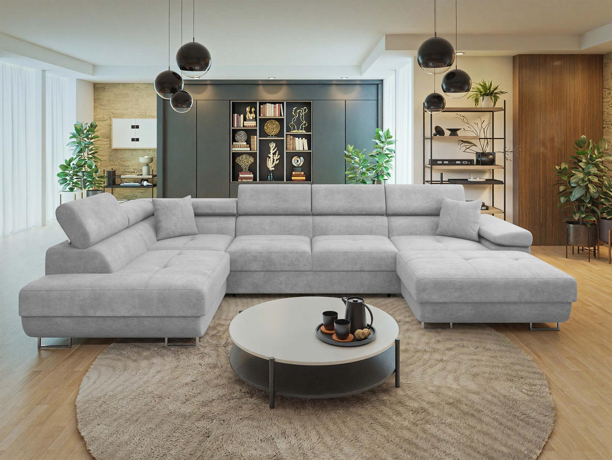 WOHNLANDSCHAFT Torezio Bis, Seite: Links - Greige, Holz/Textil (346/90/203cm) - MIRJAN24