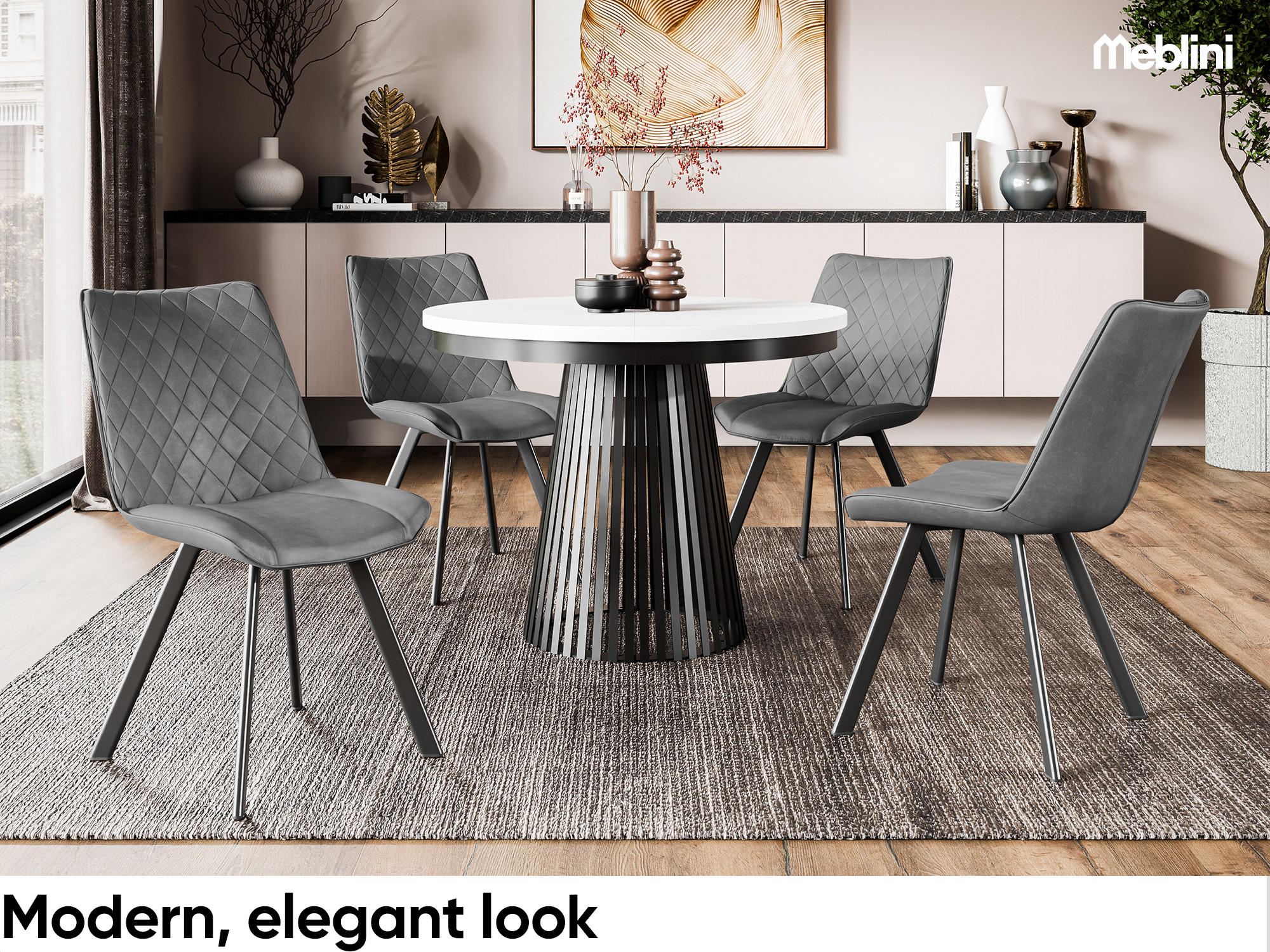 ESSTISCH LAMORE - Schwarz/Weiß, Holzwerkstoff (100/100/77cm) - Meblini