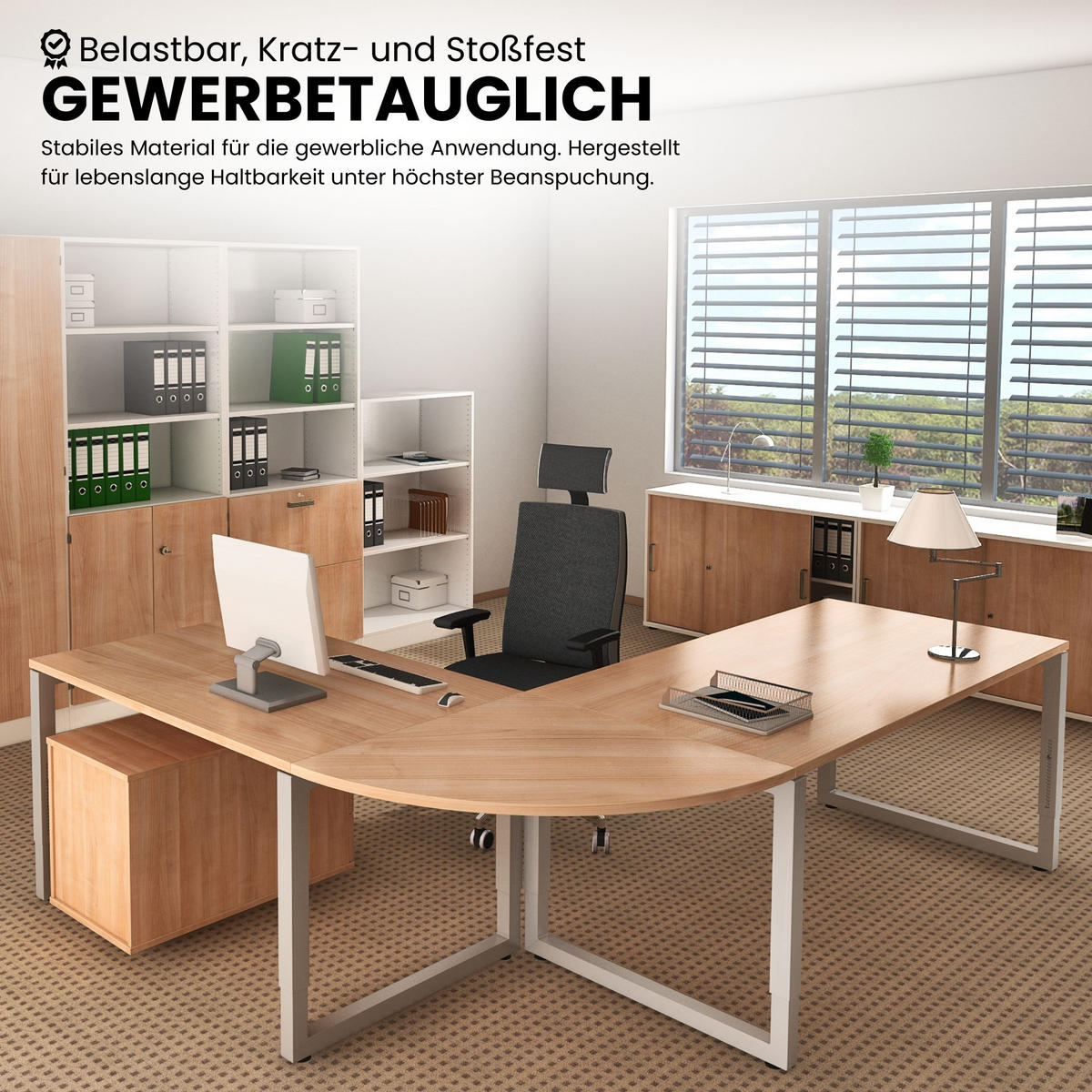SCHREIBTISCH Serie-R 80/160/74 cm in Buchefarben/Silberfarben - Buchefarben/Silberfarben, Holzwerkstoff (80/160/74cm) - bümö
