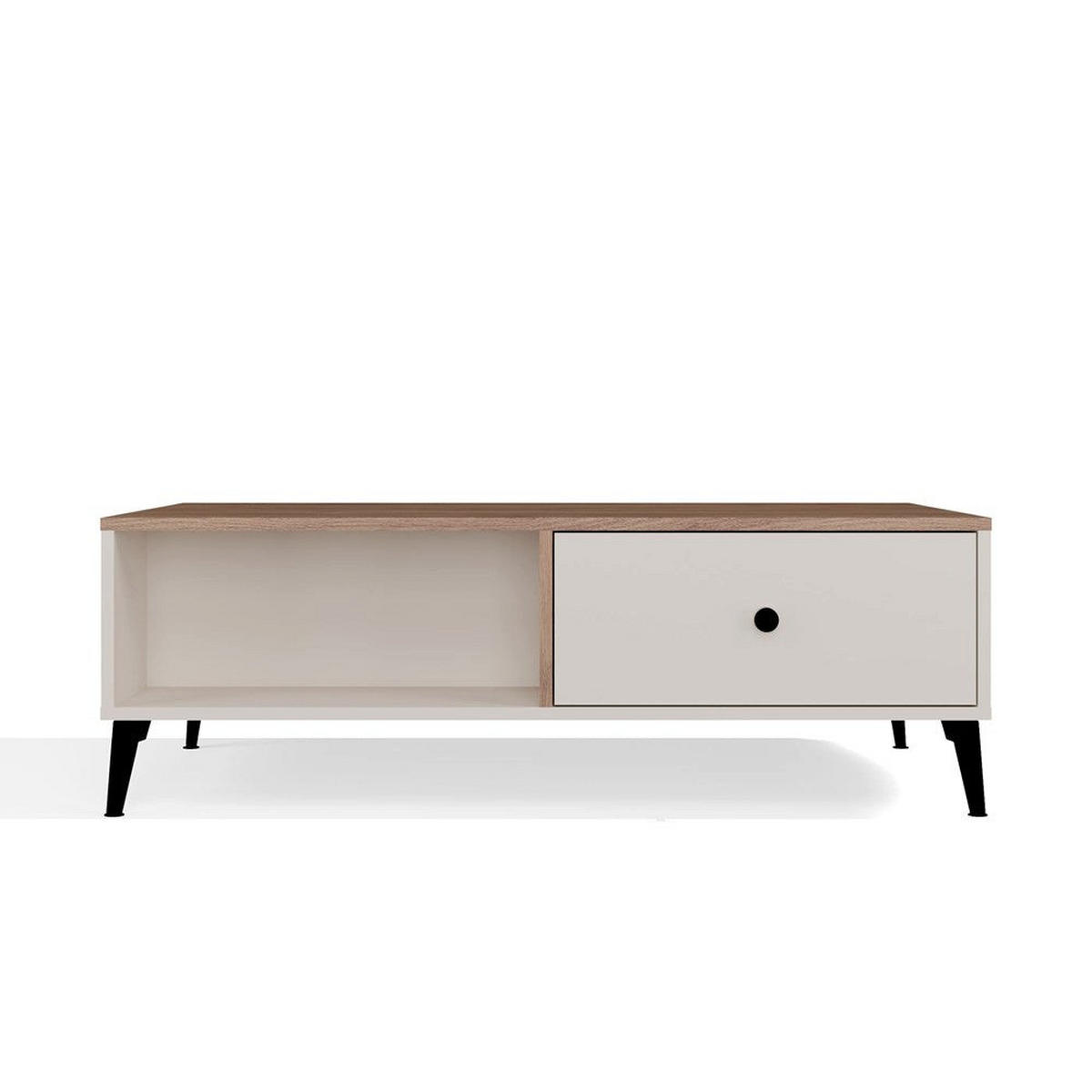 COUCHTISCH Tova Beige/Eiche - Beige, Holzwerkstoff (60/110/37cm) - kommodly