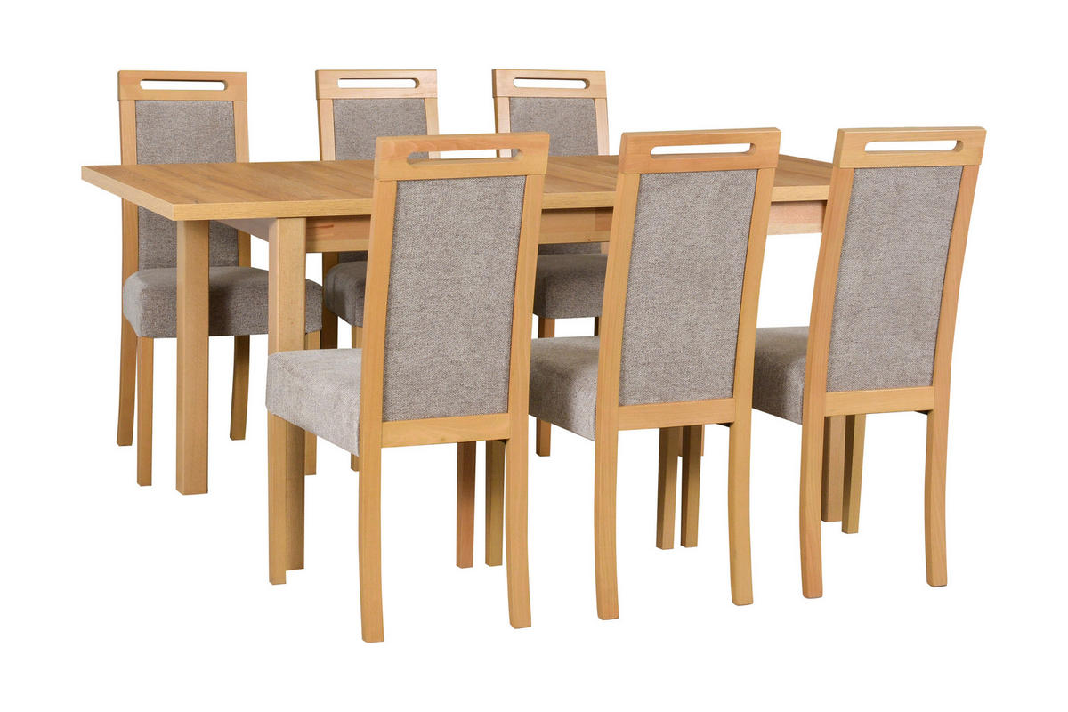 STUHL 2er Set Roma 5 grandson, hygge 11 - Beige/Mokka, Holz (43/96/40cm) - Leaf Design