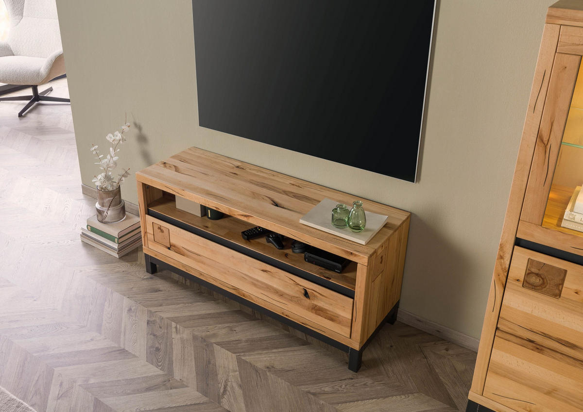 TV-BOARD Kernbuche 120x40x56 natur geölt VILLANDERS #112 - Hellbraun, Holz (120/56/40cm) - Massivmoebel24