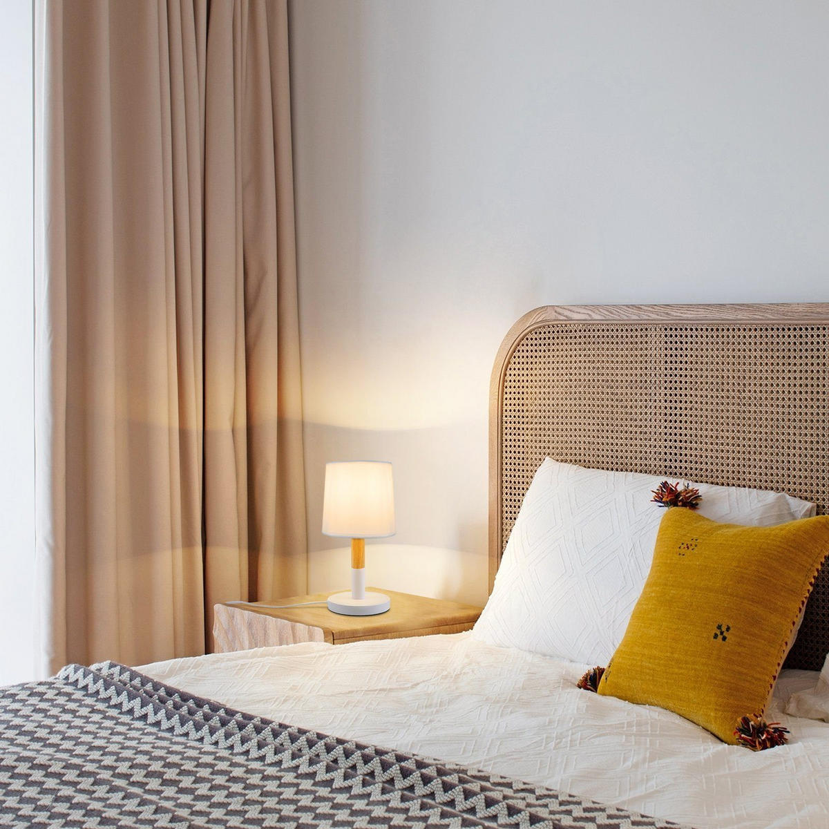 TISCHLEUCHTE Neuss(2er-set) 12/16.9/31.5 cm - Weiß, Textil (16.9/12/31.5cm) - Nettlife