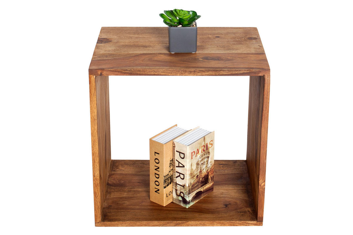 BEISTELLTISCH MAKASSAR Sheesham Natur 45 cm - Braun, Holz (33/43/43cm) - riess-ambiente