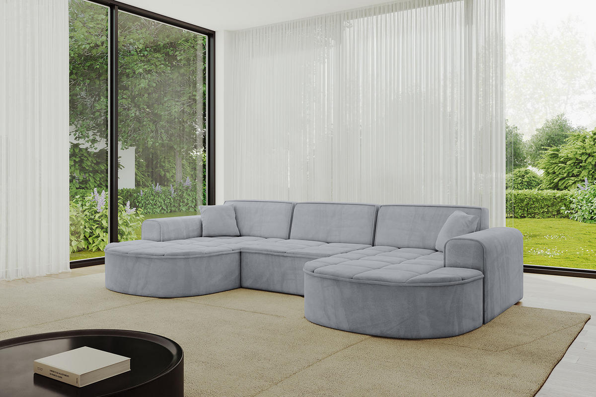 WOHNLANDSCHAFT TARO-U1 - 303x171x79,5 cm Grau - Grau, Holzwerkstoff/Textil (303/79.5/171cm) - ALTDECOR
