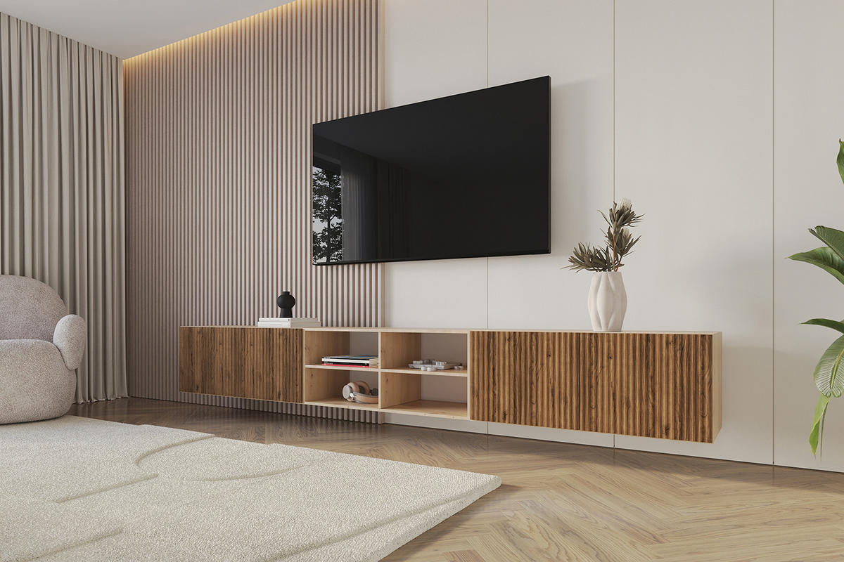 LOWBOARD NOA-2-W 3x100x40x41 cm - Artisan / Katania - Eiche Wotan, Holzwerkstoff (300/40/41cm) - ALTDECOR