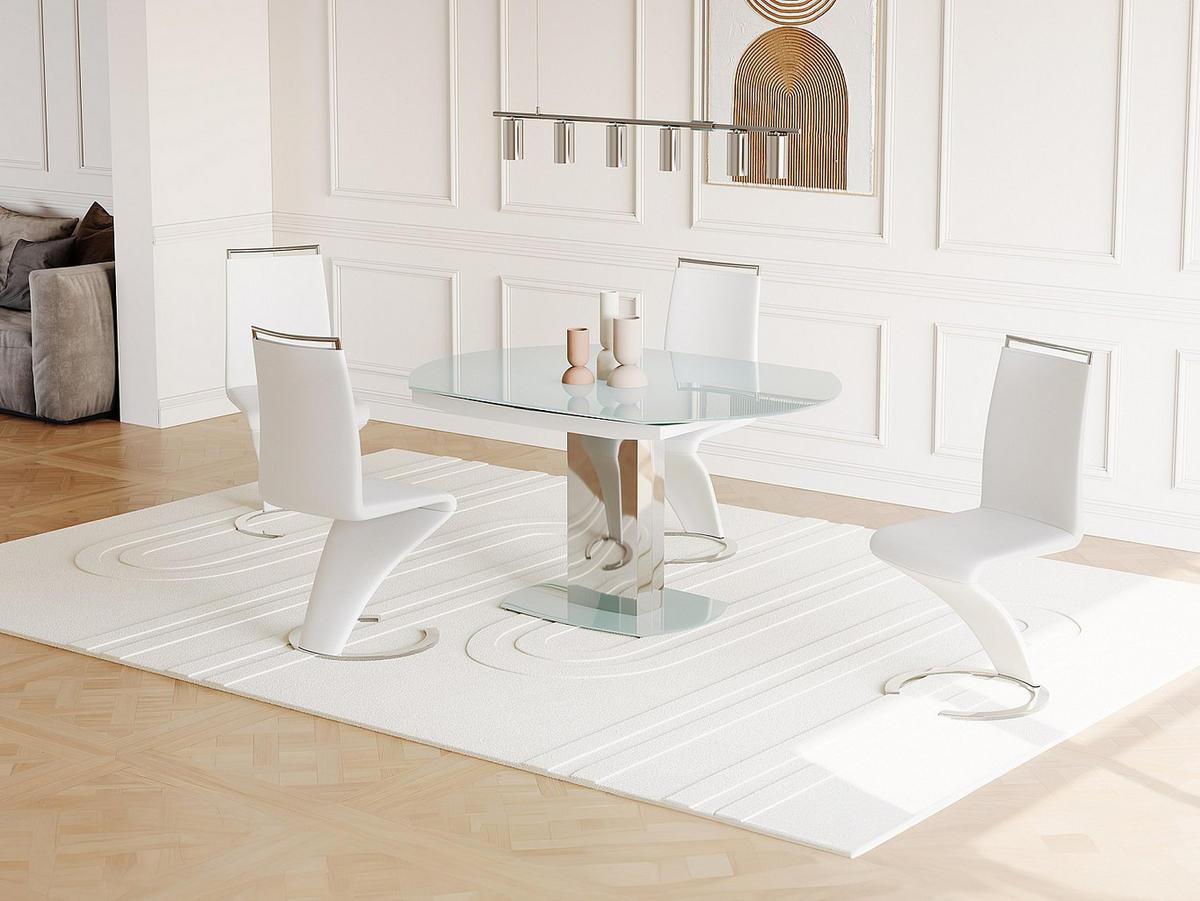 ESSTISCH ausziehbar - Glas & Metall - Weiß - TALICIA - Weiß, Glas (105/190/75cm) - Vente-Unique