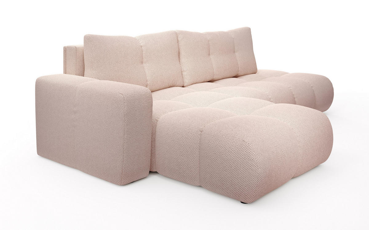 ECKSOFA DUCA L-S Orange Jersey mit Schlaffunktion - Altrosa, Holz (266.5/266.5cm) - MASSENO