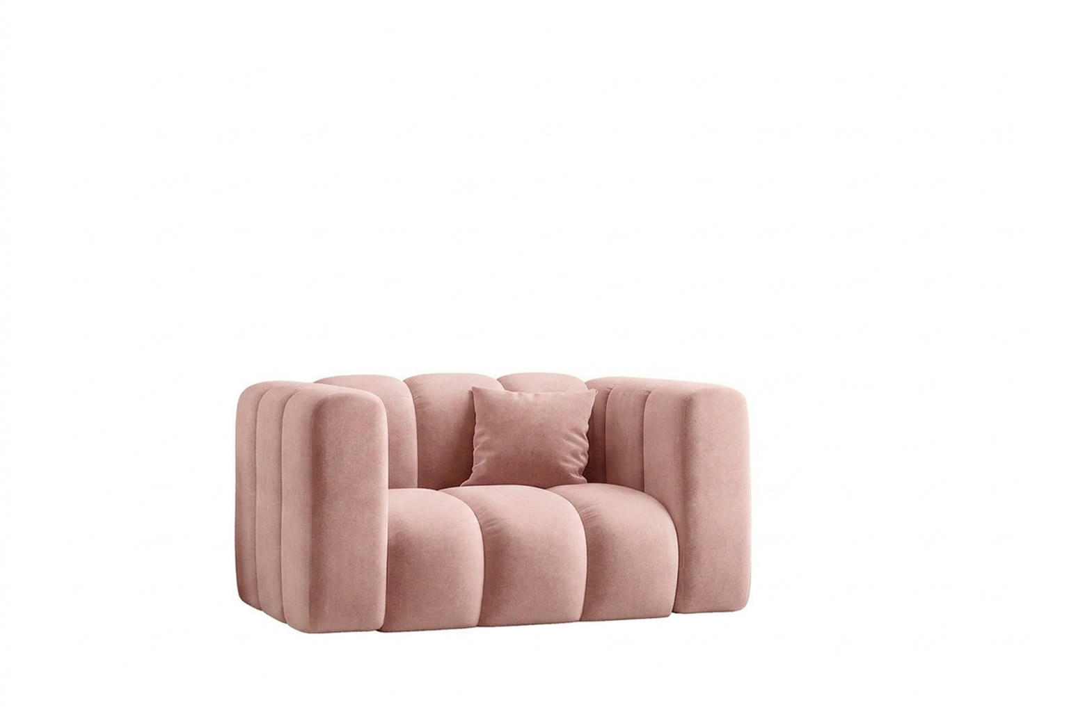 KŘESLO Modulární, Moderní Design, Sametová Látka Riviera, Světle Růžové, GRAND - světle růžová, dřevo (137/70/89cm) - Kaiser Möbel