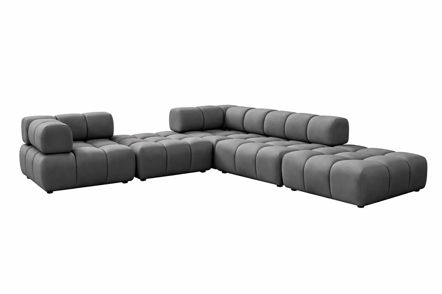ECKSOFA Corner Modular, Veloursstoff Bluvel, Aschgrau, Rechts, Bolla - Grau, Holz (288/288cm) - Kaiser Möbel