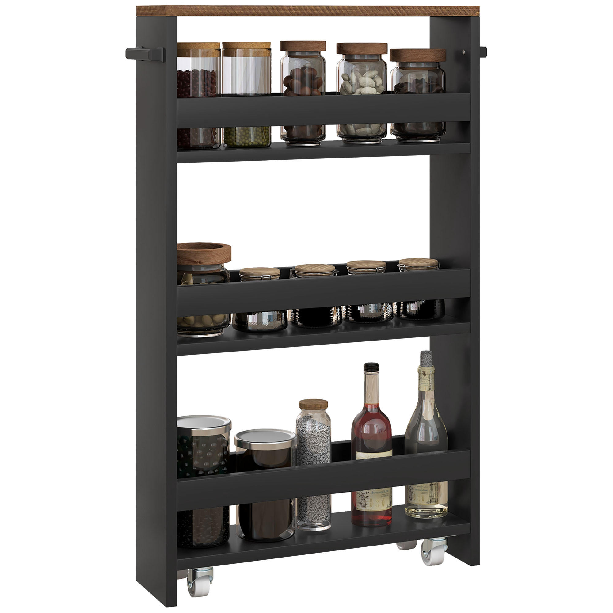 SERVIERWAGEN DE-12421 51,5/13/80 cm - Schwarz, Holzwerkstoff (13/80/51.5cm) - ComfortXL