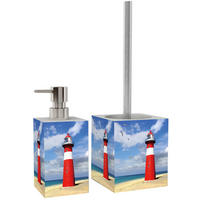 BADEZIMMER Set Leuchtturm - Blau, Kunststoff (7/17/7cm) - Sanilo