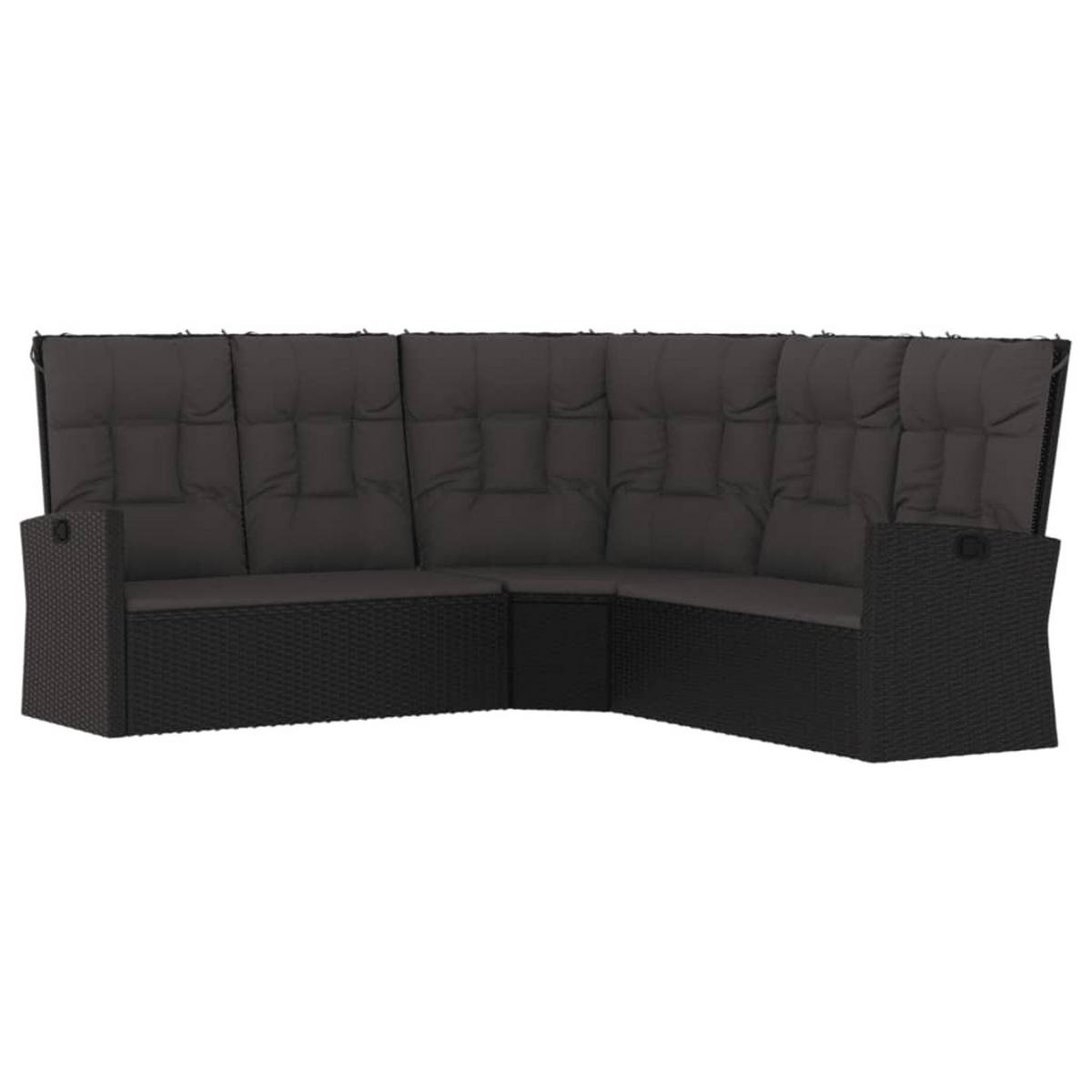 GARTEN-LOUNGE-SET 3-teilig Mit Kissen Schwarz Poly Rattan - Schwarz, Kunststoff - vidaXL