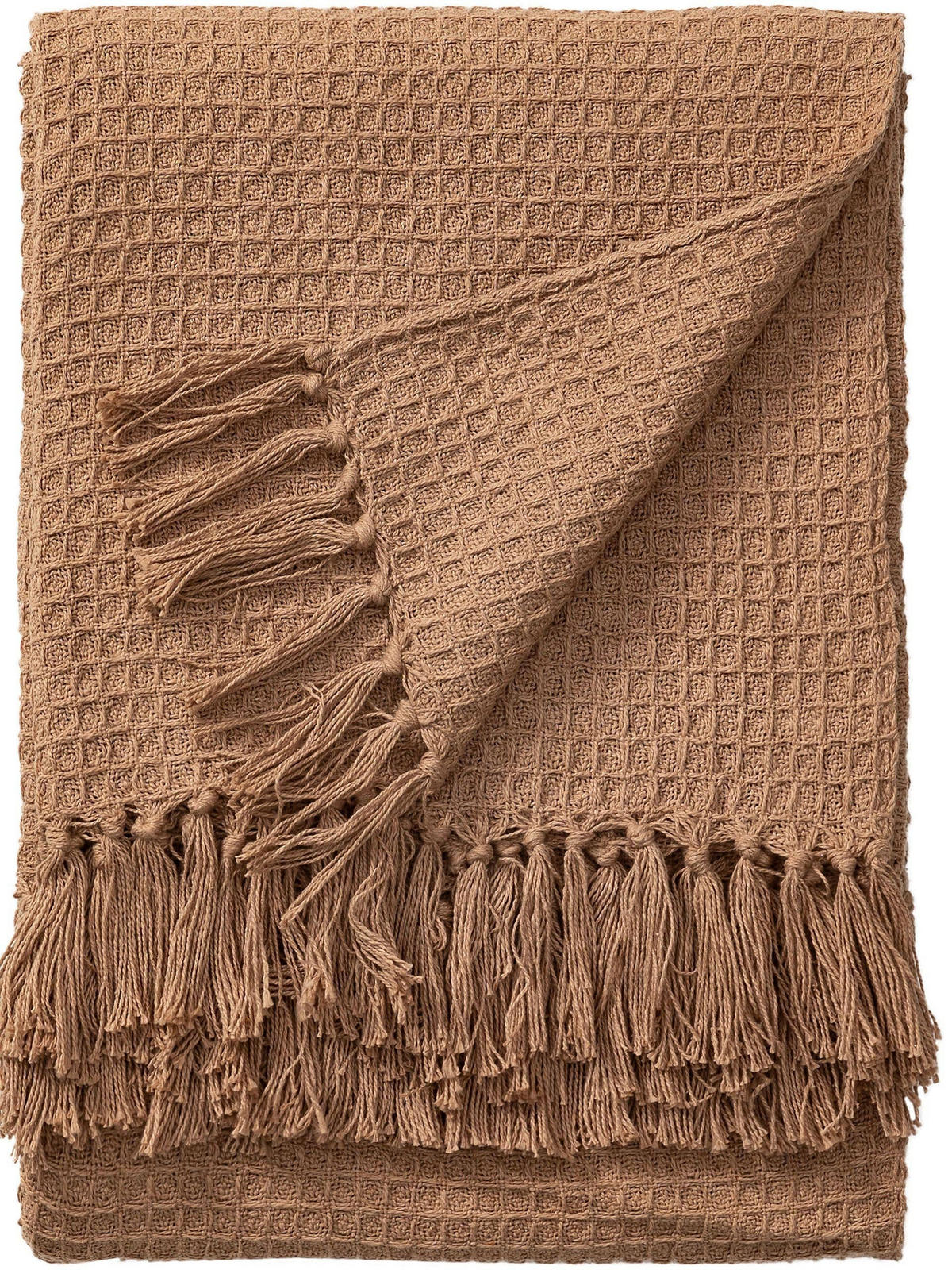 BAUMWOLLDECKE Amalia Hellbraun 125x150 cm - Hellbraun, Textil (125/150cm) - benuta Pure