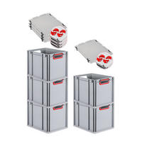 EUROBOX 5x Nextgen Color Mit Auflagedeckel 32x30x40cm Griffe Rot Offen - Rot, Kunststoff (30/32/40cm) - PROREGAL