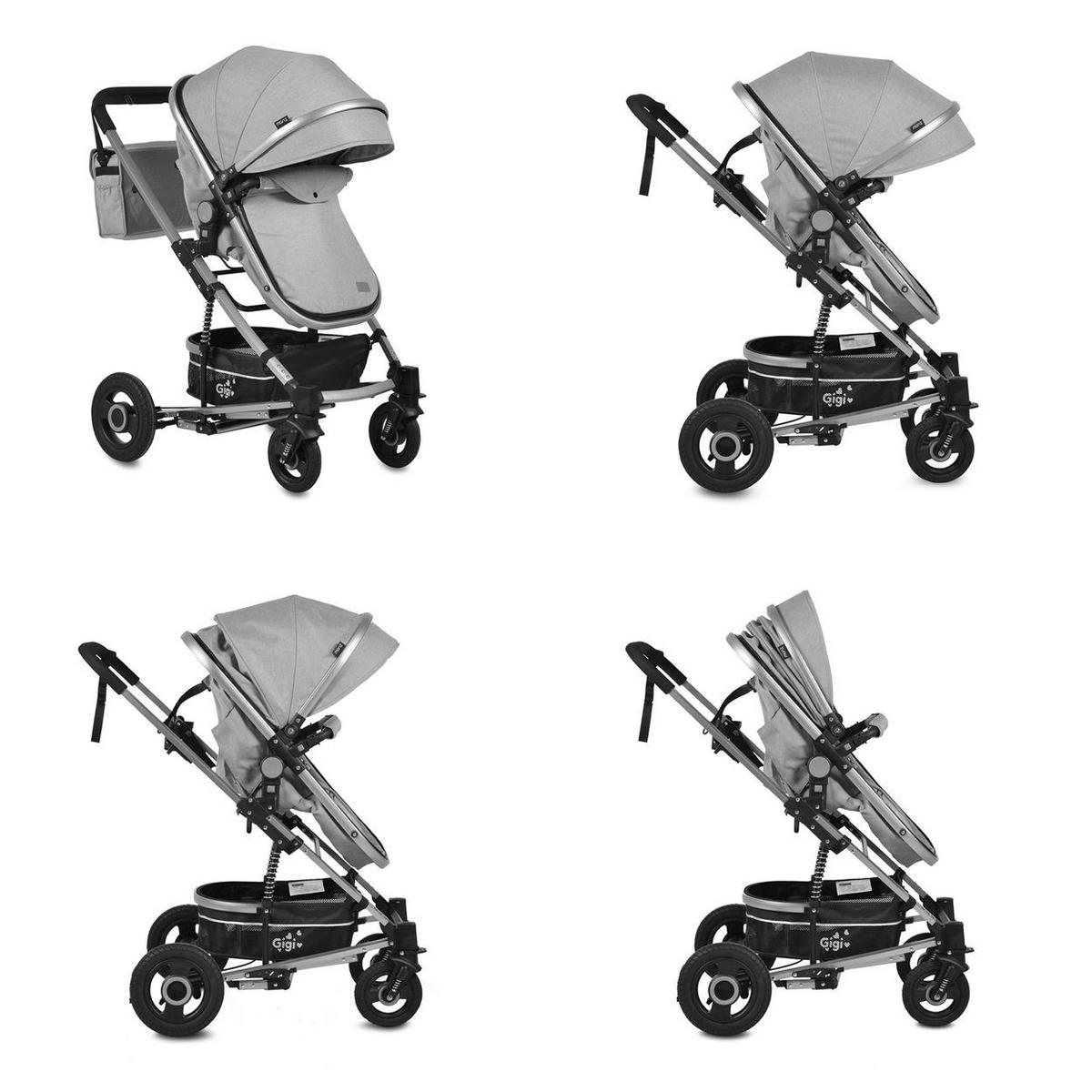 KINDERWAGEN Gigi dunkelgrau Sportsitz Wickeltasche Getränkehalter - Dunkelgrau/Grau, Metall (94/63/103cm) - Moni
