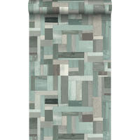 TAPETE Altholz-Motiv 53 cm x 10.05 m - Türkis, Papier (53/1000cm) - Origin Wallcoverings