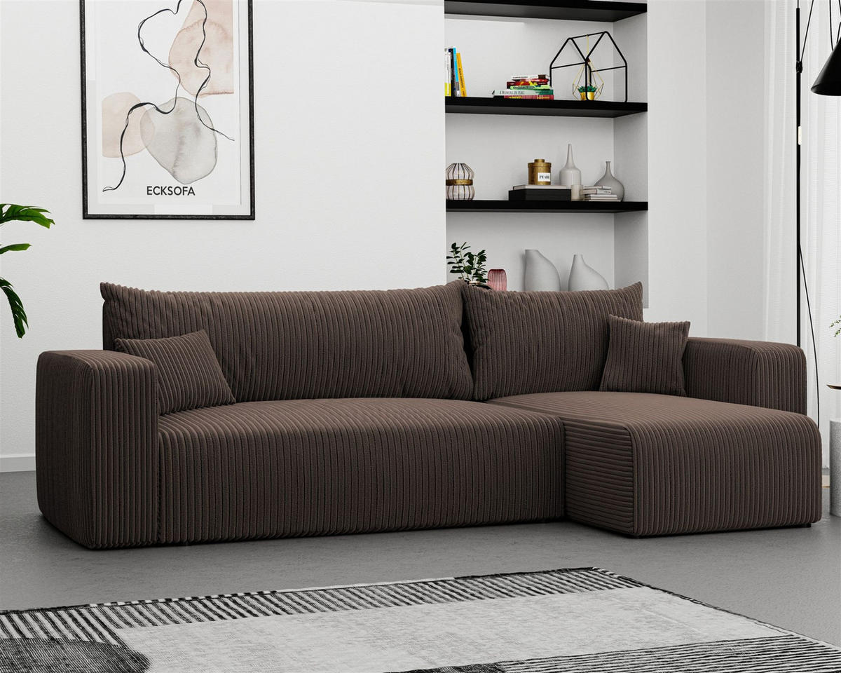 ECKSOFA Luna Mit Schlaffunktion - Braun, Holzwerkstoff/Textil (145/248cm) - Fun Möbel