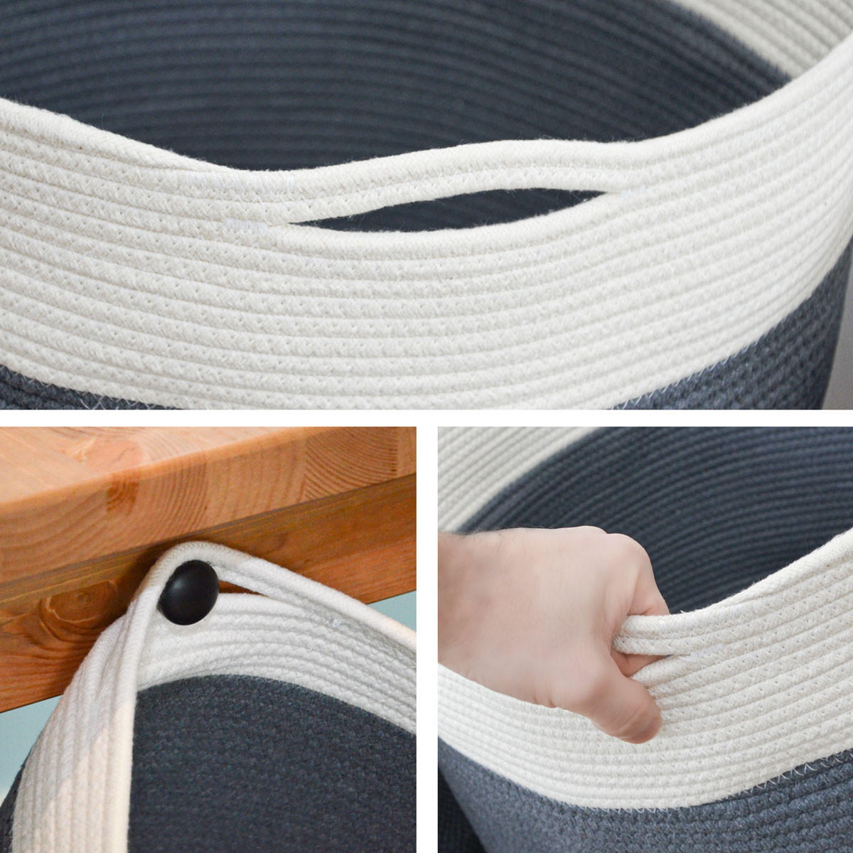 BAUMWOLL-WÄSCHEKORB 50 Liter Ø38x46 cm Grau - Grau, Textil (46/46/38cm) - Dunedesign