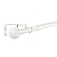 AUSZIEHBARE Gardinenstange, Vorhangstange Metall, Endkappen Kugel, Schwarz matt, Weiß matt, Edelstahloptik, Montagematerial inklusive, Indoor. - Weiß, Metall (120cm) - Deco-Raum