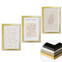 WANDBILDER 3er Set - 20x30 cm Goldrahmen - Minimalistische botanische Motive - Goldfarben, Kunststoff (20/30cm) - ArtPrintCave