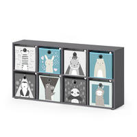 KINDERREGAL Scutum Grau 143 x 72 cm mit 8 Faltboxen - Grau, Holzwerkstoff (143/72/29cm) - Vicco