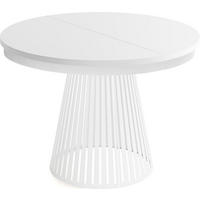ESSTISCH Naro rund ausziehbar mit Weißem Lamellen-Metallgestell, Weiß 100-180/100/76 cm - Weiß, Holzwerkstoff/Metall (100/176/76cm) - WFL GROUP