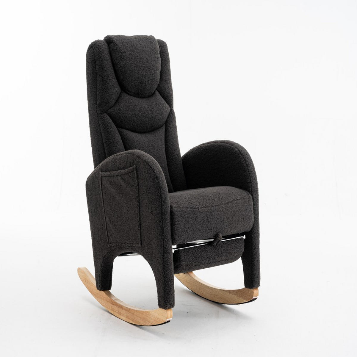 SCHAUKELSESSEL dunkelgrauer Teddy-Stoff - Dunkelgrau, Kunststoff (125/101/66cm)