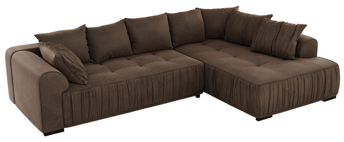 ECKSOFA ORTA Braun Velvet - Rechts - Schwarz/Braun, Textil (200/325cm) - MKS