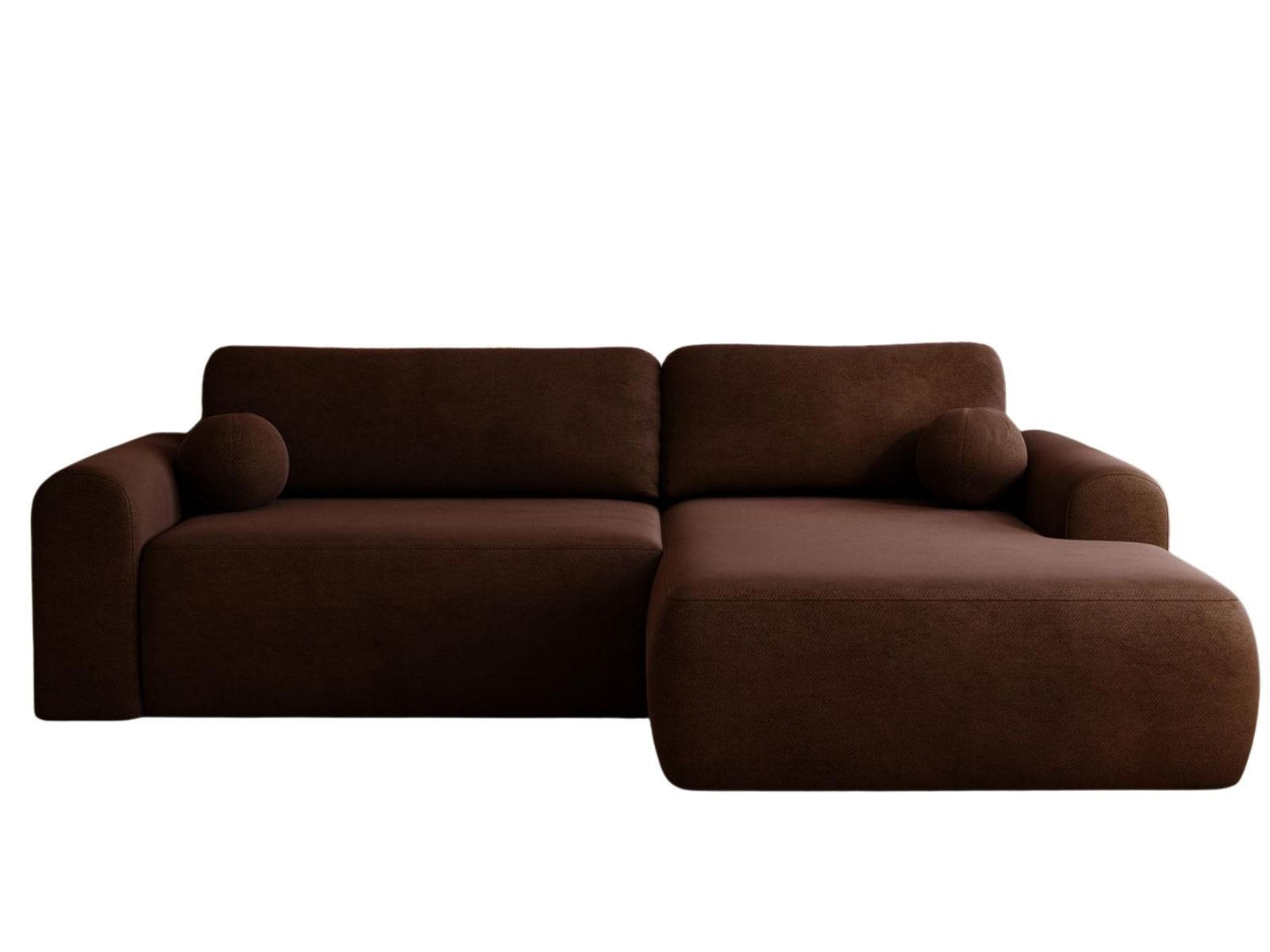 ECKSOFA velvet braun rechts AURA - Braun, Holzwerkstoff (257/177cm) - Compleo24