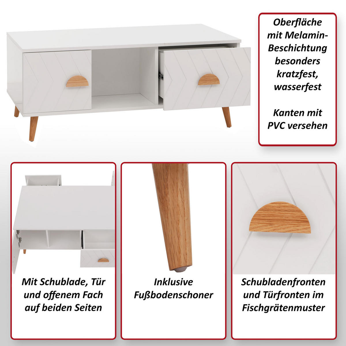 COUCHTISCH eckig Weiß - Weiß, Holz (60/103/42cm) - MCW