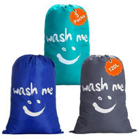 WÄSCHESACK 3er Set 120L mit Kordelzug Blau/Dunkelgrau/Marineblau - Multicolor, Textil (66/92/66cm)