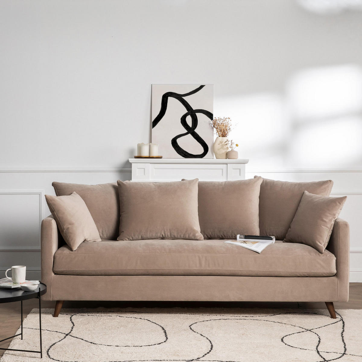 BETTSOFA - Beige - Beige, Textil (213/86/95cm) - Drawer