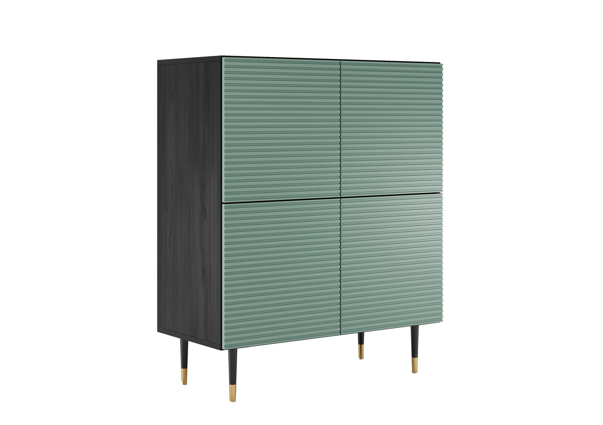 KOMMODE Imperio Pistazie, Für Das Wohnzimmer - Schwarz/Grün, Holzwerkstoff (90/108/42cm) - Bettso