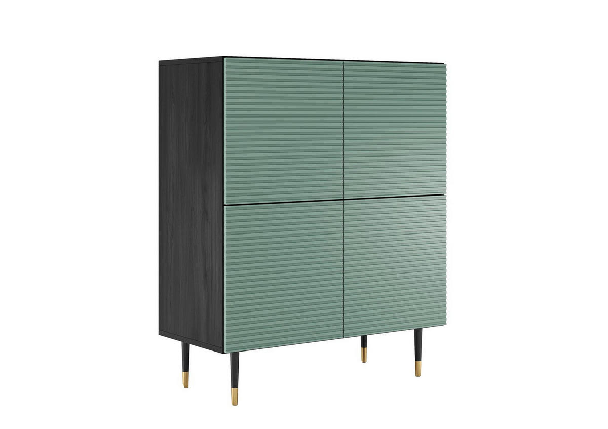 KOMMODE Imperio Pistazie, Für Das Wohnzimmer - Schwarz/Grün, Holzwerkstoff (90/108/42cm) - Bettso