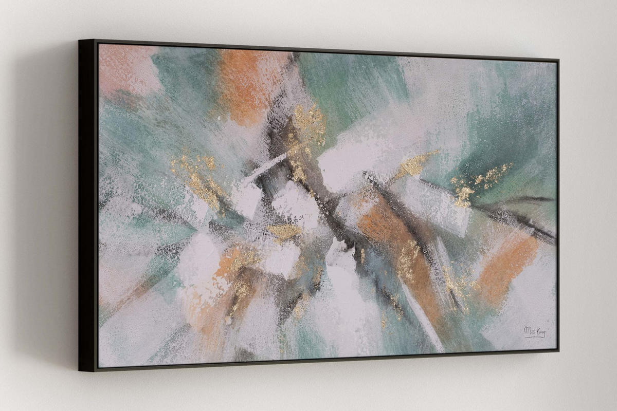 ACRYLBILD HANDGEMALT 120/60 cm - Türkis/Pink, Holz/Textil (120/60cm) - KUNSTLOFT