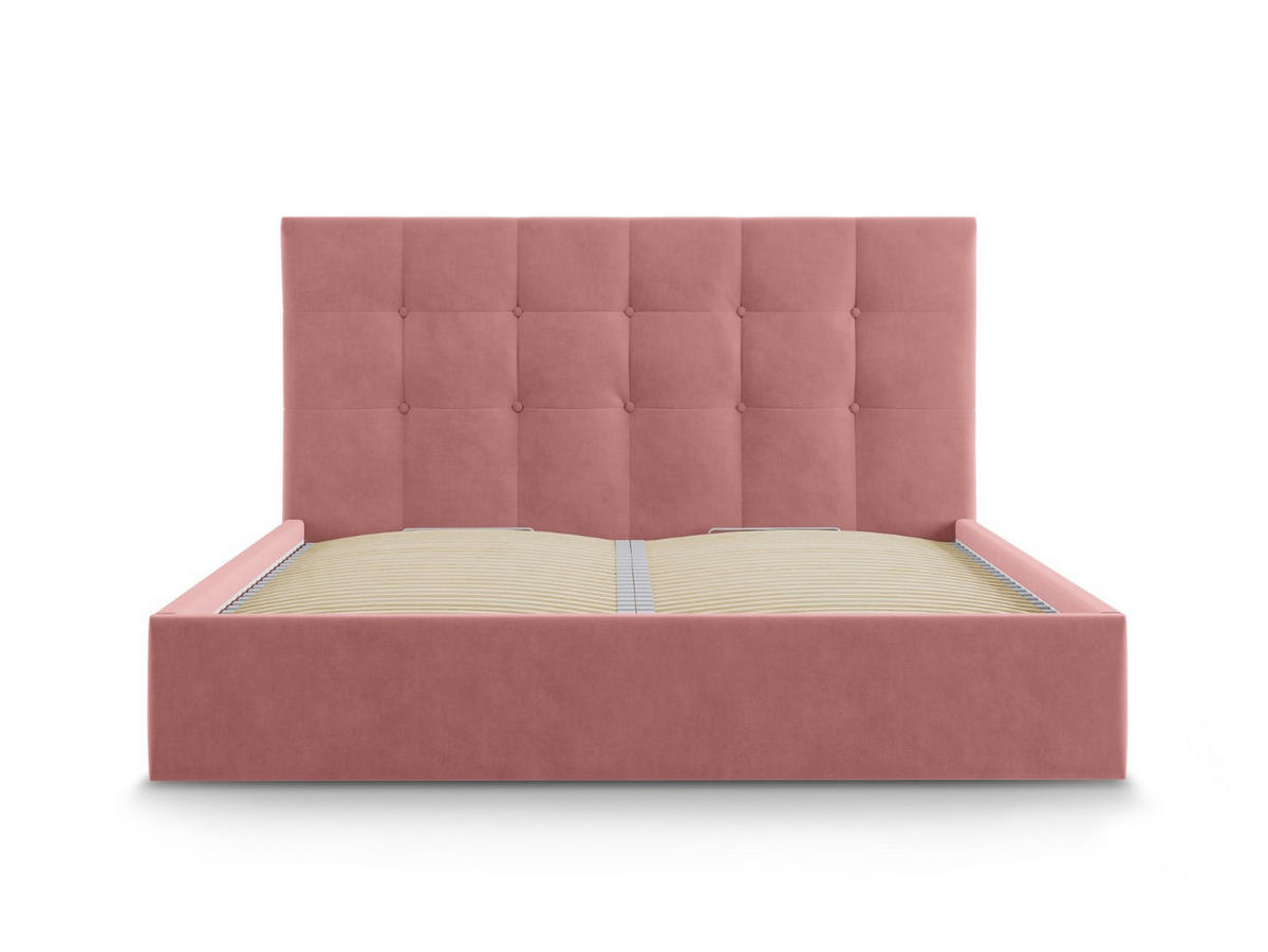 BETT mit Bettkasten und Kopfteil Phaedra aus Samt rosa 180x200cm - Pink, Textil (180/200cm) - Micadoni