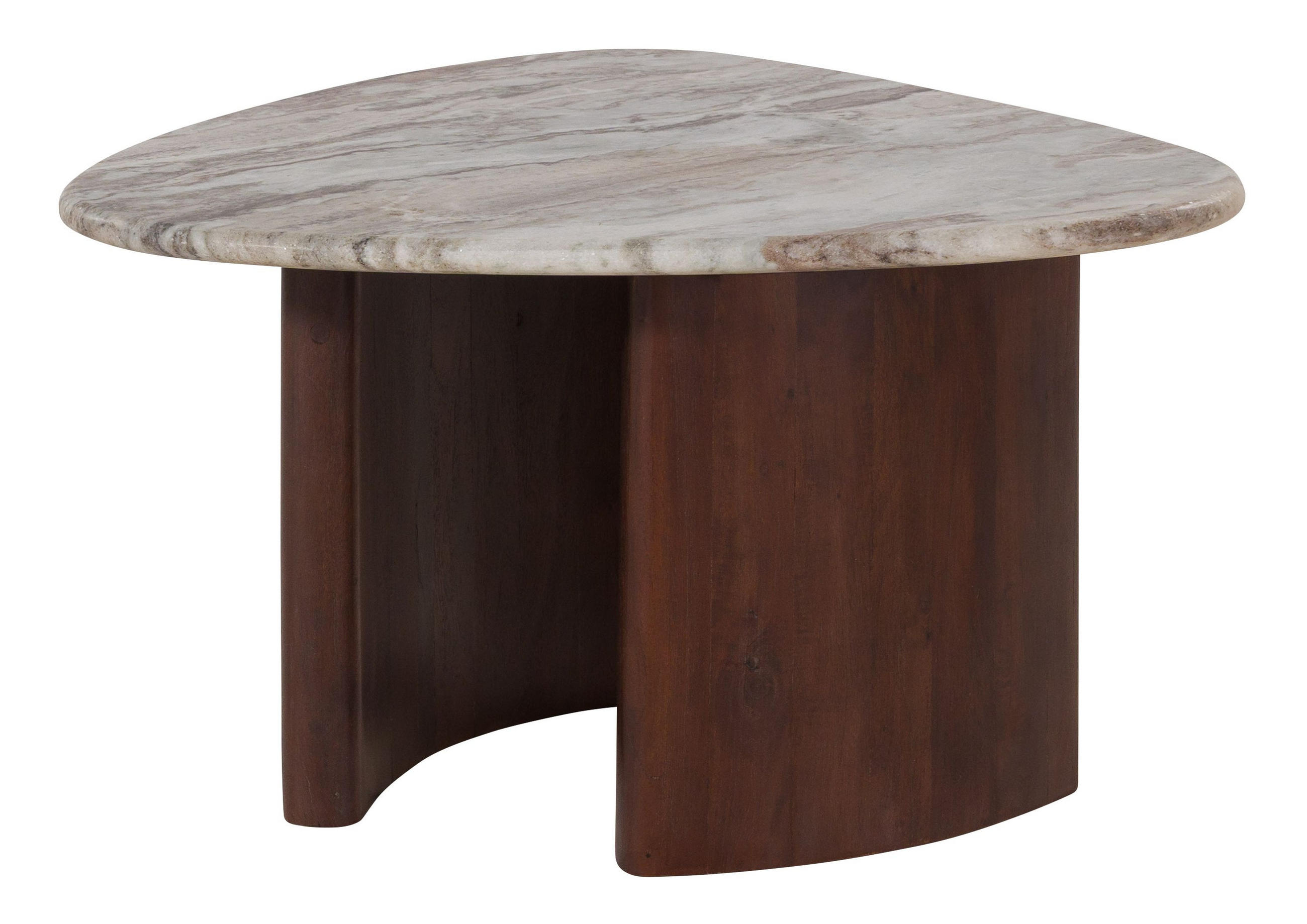 COUCHTISCH Akazie 65x65x41 braun lackiert / Marmor beige ORGANIC COLLECTION #36 - Braun, Holz (65/65/41cm) - Massivmoebel24