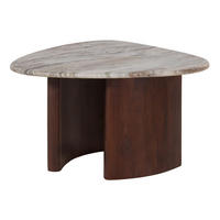COUCHTISCH Akazie 65x65x41 braun lackiert / Marmor beige ORGANIC COLLECTION #36 - Braun, Holz (65/65/41cm) - Massivmoebel24