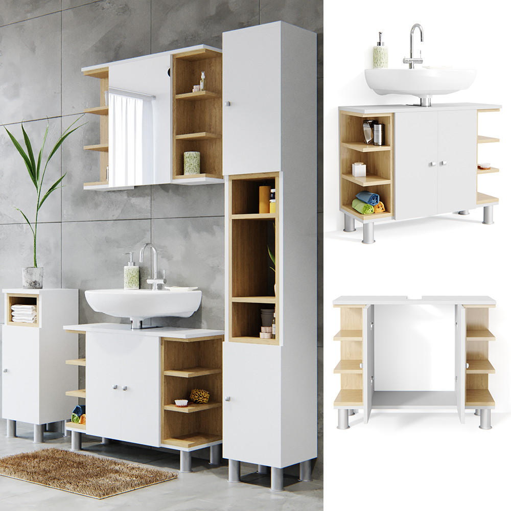 WASCHBECKENUNTERSCHRANK Aquis Weiß 79.6 x 64 cm - Weiß, Holzwerkstoff (79.6/64/32cm) - Vicco