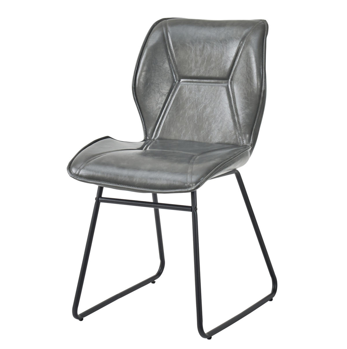 ESSZIMMERSTÜHLE 2er-Set Kunstleder mit Metallgestell Grau - Grau, Metall (47.5/81.5/60cm) - Meubliv