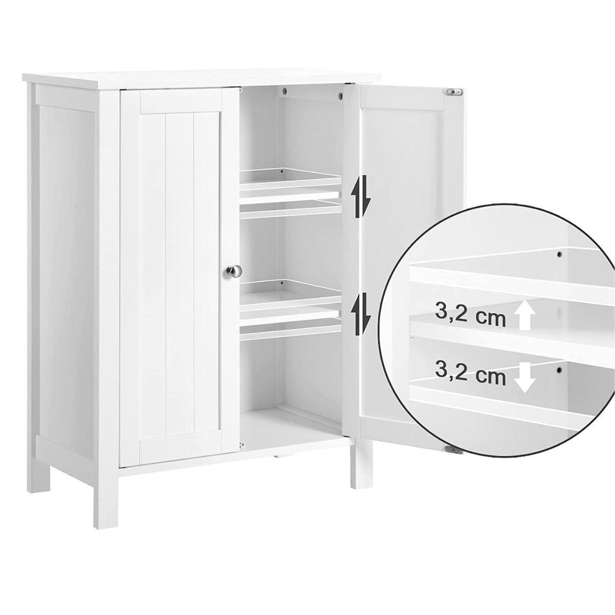 BADEZIMMERSCHRANK mit 2 Türen - L60 cm - Weiß, Holzwerkstoff (30/80/36cm) - Calicosy