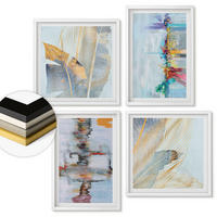 WANDBILDER 4er-Set - 50x50 cm & 40x60 cm Weißer Rahmen - Abstrakte Gemäldekompositionen - Weiß, Kunststoff (50/50cm) - ArtPrintCave